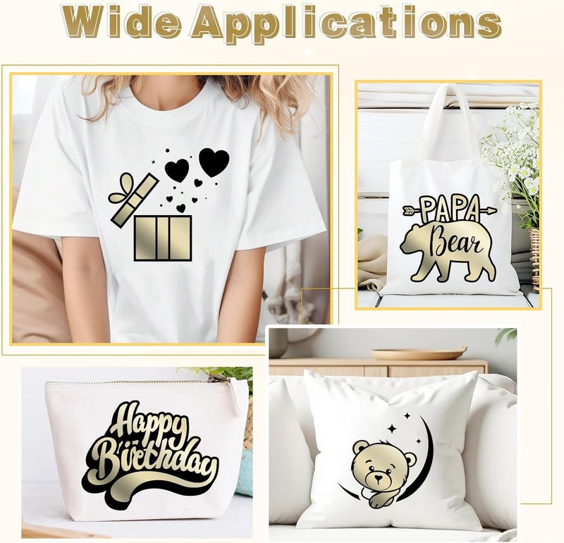 Tintnut Metallic Heat Transfer Vinyl Roll Gold and Silver Chrome HTV - 12"x 6 ft Foil Holographic Iron On Vinyl for DIY T-Shirts Handbags Hats Crafts - Image 5